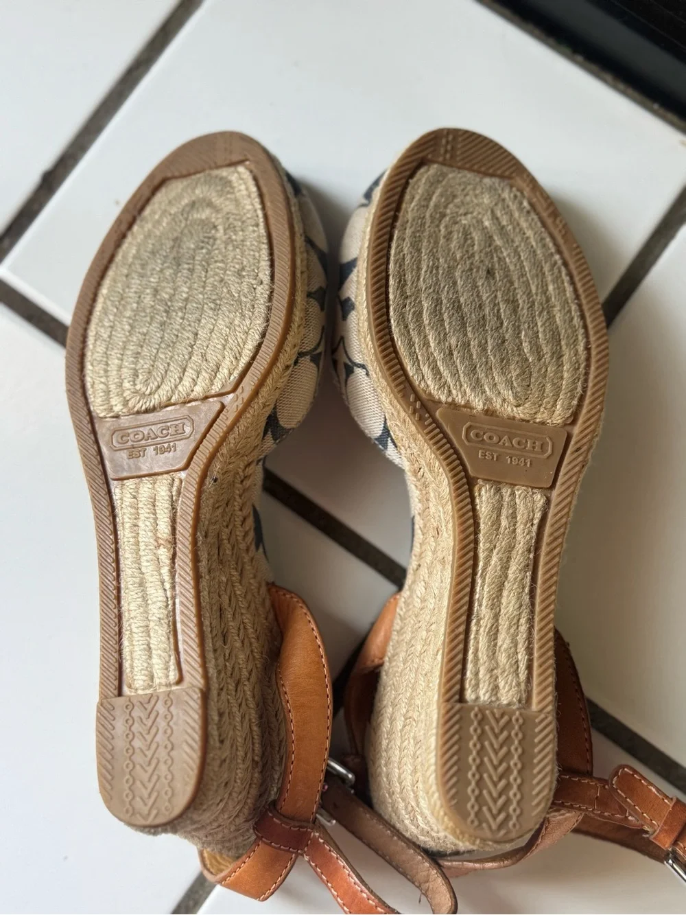 Vintage Y2K Coach Signature Monogram Espadrille Wedges